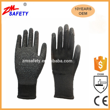 10 Gauge Polycotton Industrie Schwere Arbeit Besser Grip Schwarz Latex Beschichtete Handschuhe